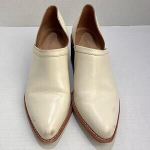 Madewell Bootie Women's Size 6 Cream Leather Brady Low V-Cut Stacked Heel